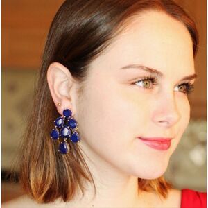 Kate Spade Royal Blue Chandelier Blue and Gold Drop Earrings Sapphire Blue